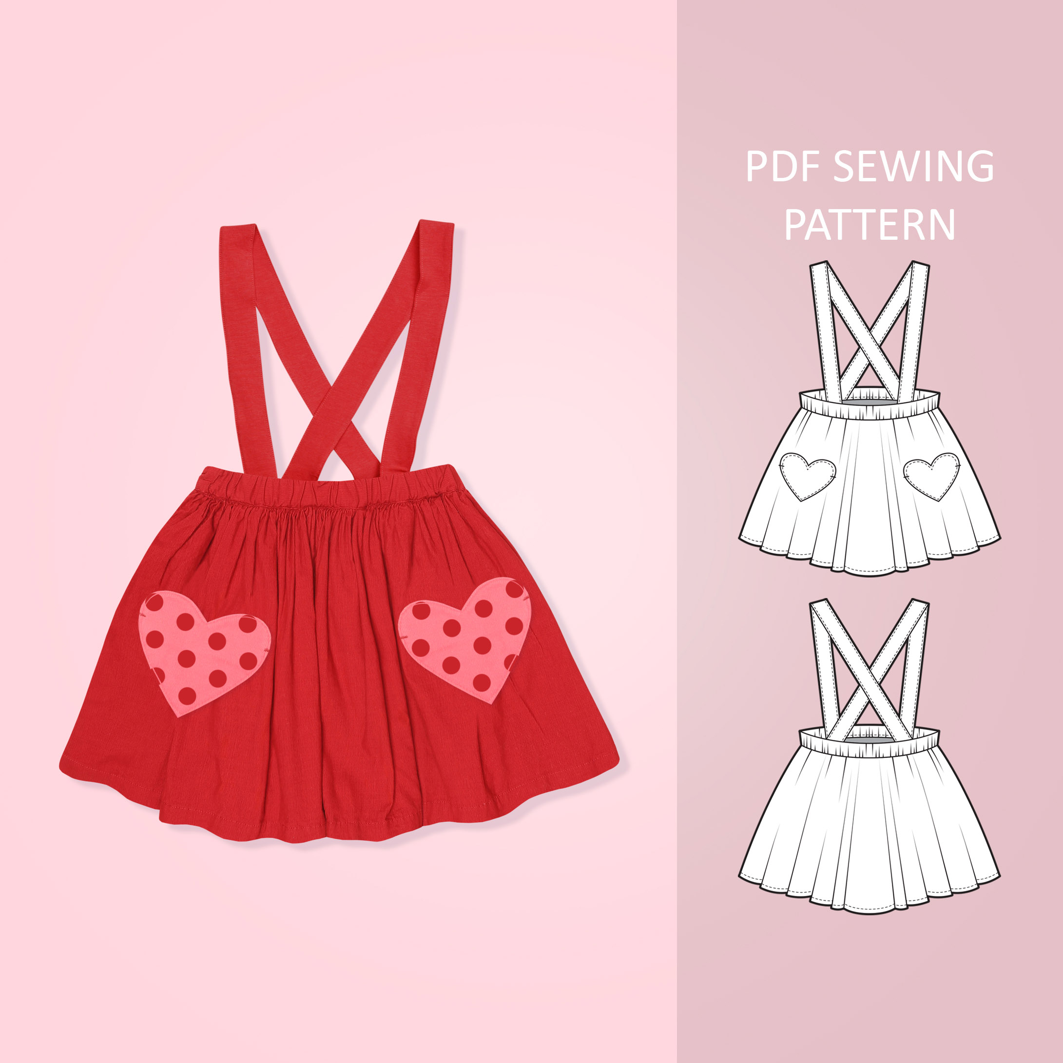 Suspender Skirt With Heart Pockets Baby & Toddler Otter Patterns